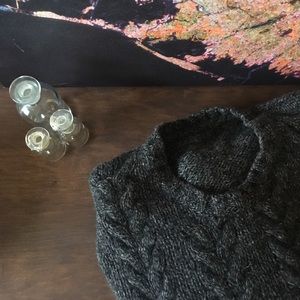 Oversized Charcoal Chunky Cable Knit Sweater